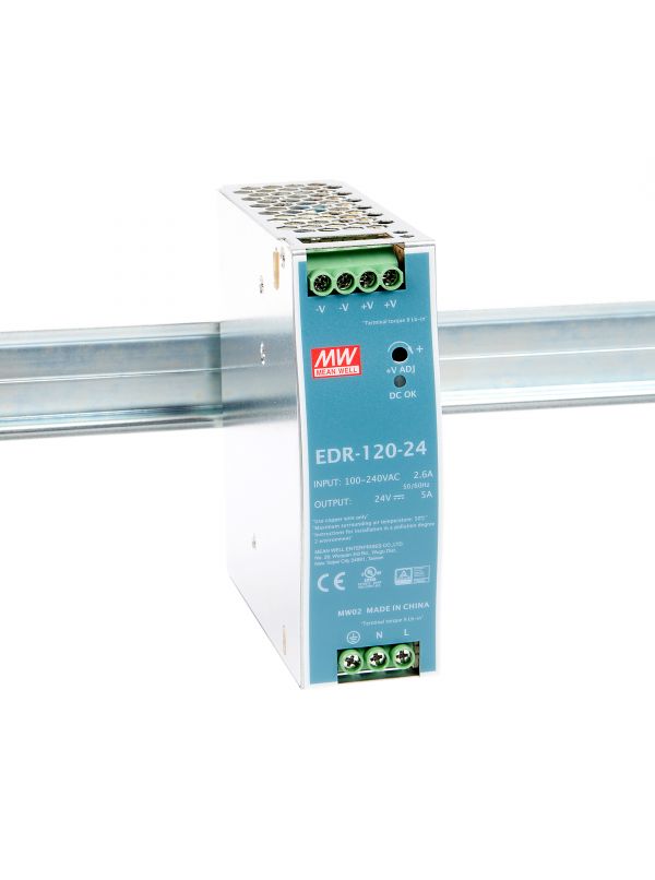 EDR 120 Watt Economical DIN Rail Power Supply 24V DC 5.0A Lester ...